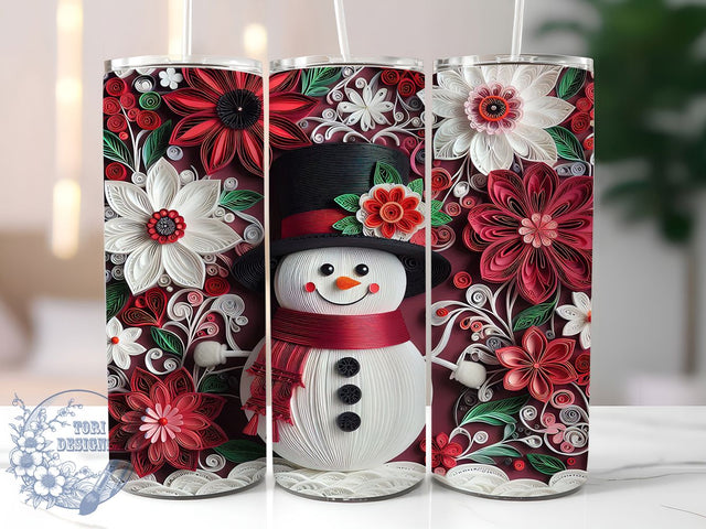 3D Christmas Snowman Tumbler, 3D Design, Christmas Wrap, Winter Pattern, Holiday Sublimation, 20oz Tumbler, Festive Gift Sublimation ToriDesigns 