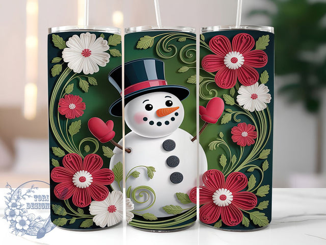 3D Christmas Snowman Tumbler, 3D Design, Christmas Wrap, Winter Pattern, Holiday Sublimation, 20oz Tumbler, Festive Gift Sublimation ToriDesigns 