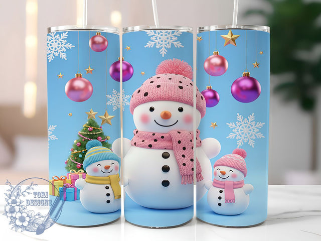 3D Christmas Snowman Tumbler, 3D Design, Holiday Wrap, Festive Tumbler, 20oz Tumbler, Winter Sublimation, Xmas Gift Sublimation ToriDesigns 