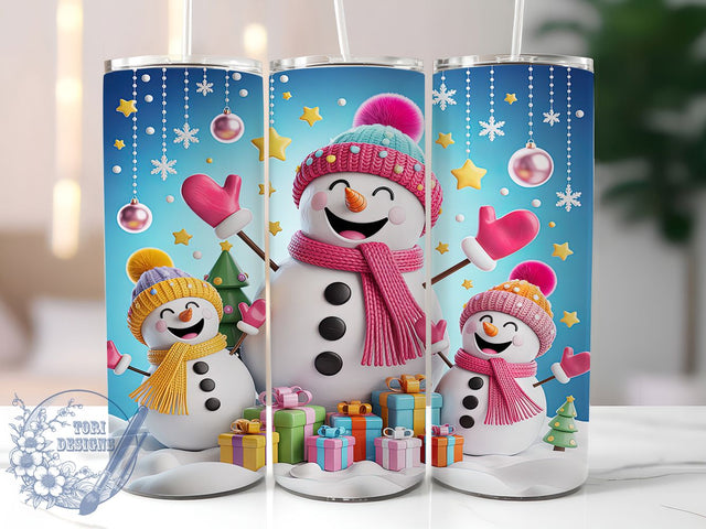 3D Christmas Snowman Tumbler, 3D Design, Holiday Wrap, Festive Tumbler, 20oz Tumbler, Winter Sublimation, Xmas Gift Sublimation ToriDesigns 