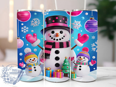 3D Christmas Snowman Tumbler, 3D Design, Holiday Wrap, Festive Tumbler, 20oz Tumbler, Winter Sublimation, Xmas Gift Sublimation ToriDesigns 