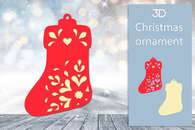 3d Christmas socks with snowflake svg, Layered papercut SVG AnastasiyaArtDesign 