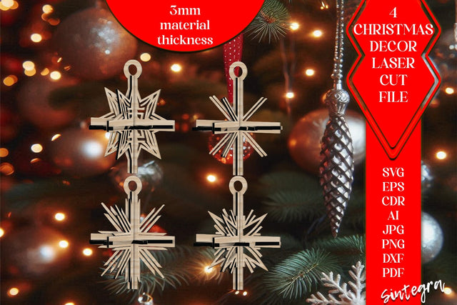 3D Christmas Stars Set SVG Laser Cut v10 SVG Sintegra 
