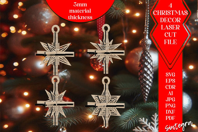 3D Christmas Stars Set SVG Laser Cut v8 SVG Sintegra 