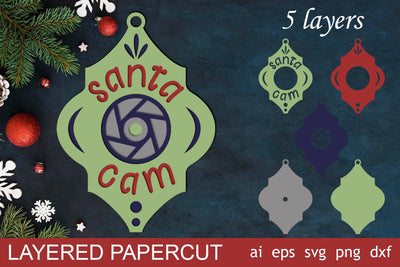 3d Christmas svg, Santa cam ornament, Layered papercut template 3D Paper AnastasiyaArtDesign 