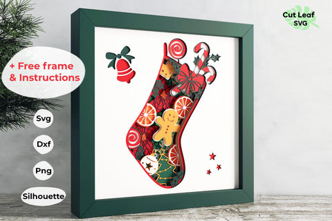 3D Christmas svg - Shadow Box svg, Christmas svg, Layered svg 3D Paper CutLeafSvg 