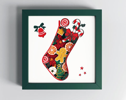 3D Christmas svg - Shadow Box svg, Christmas svg, Layered svg 3D Paper CutLeafSvg 