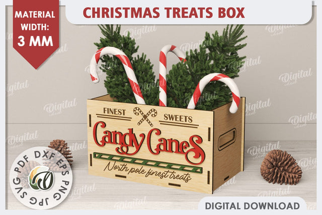 3D Christmas Treats Box Laser Cut. 3D Favor Box SVG SVG Evgenyia Guschina 