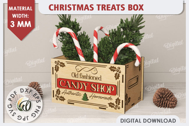 3D Christmas Treats Box Laser Cut. 3D Favor Box SVG SVG Evgenyia Guschina 