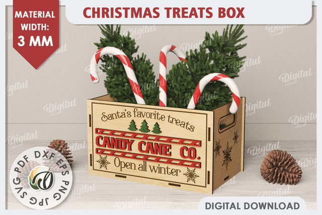 3D Christmas Treats Box Laser Cut. 3D Favor Box SVG SVG Evgenyia Guschina 