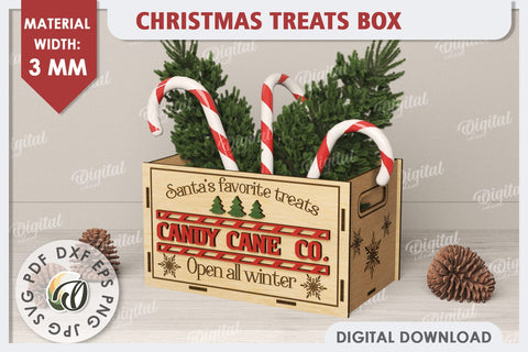 3D Christmas Treats Box Laser Cut. 3D Favor Box SVG SVG Evgenyia Guschina 