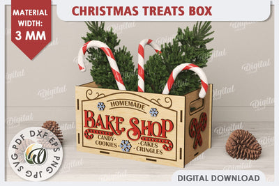 3D Christmas Treats Box Laser Cut. 3D Favor Box SVG SVG Evgenyia Guschina 