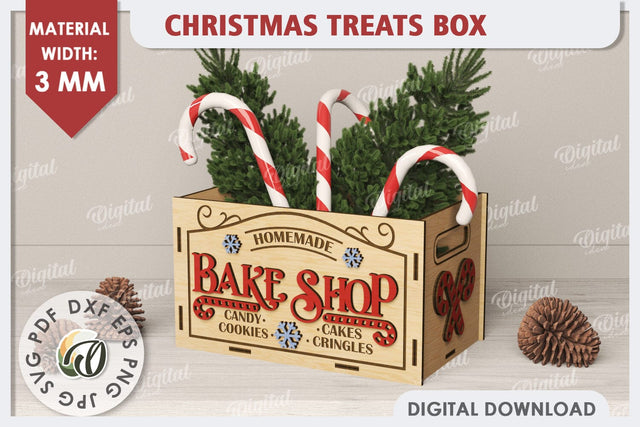 3D Christmas Treats Box Laser Cut. 3D Favor Box SVG SVG Evgenyia Guschina 