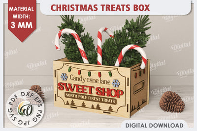 3D Christmas Treats Box Laser Cut. 3D Favor Box SVG SVG Evgenyia Guschina 