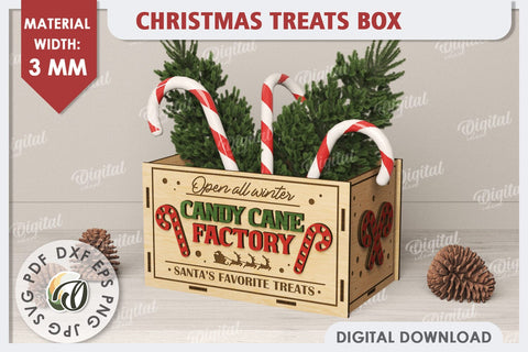 3D Christmas Treats Box Laser Cut. 3D Favor Box SVG SVG Evgenyia Guschina 