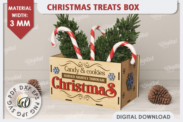 3D Christmas Treats Box Laser Cut. 3D Favor Box SVG SVG Evgenyia Guschina 