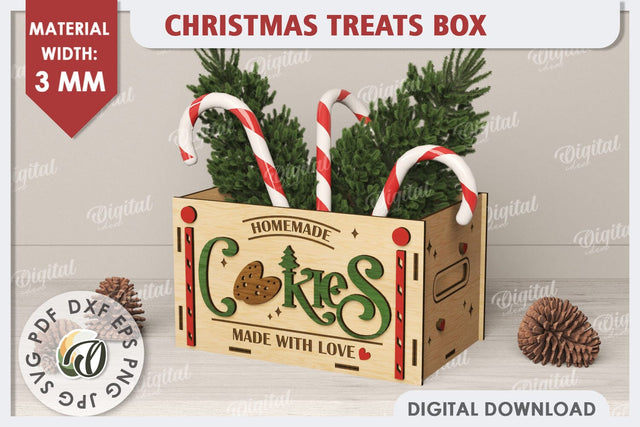 3D Christmas Treats Box Laser Cut. 3D Favor Box SVG SVG Evgenyia Guschina 