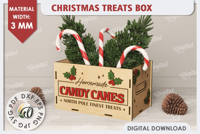 3D Christmas Treats Box Laser Cut. 3D Favor Box SVG SVG Evgenyia Guschina 