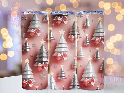 3D Christmas Tree Bow Tumbler, Holiday Bows Wrap, Winter Snowflake Sublimation, 20oz Christmas Tumbler, Festive Tree Art, Seasonal Holiday Mug, Snowy Wonderland Cup Sublimation SvggirlplusArt 
