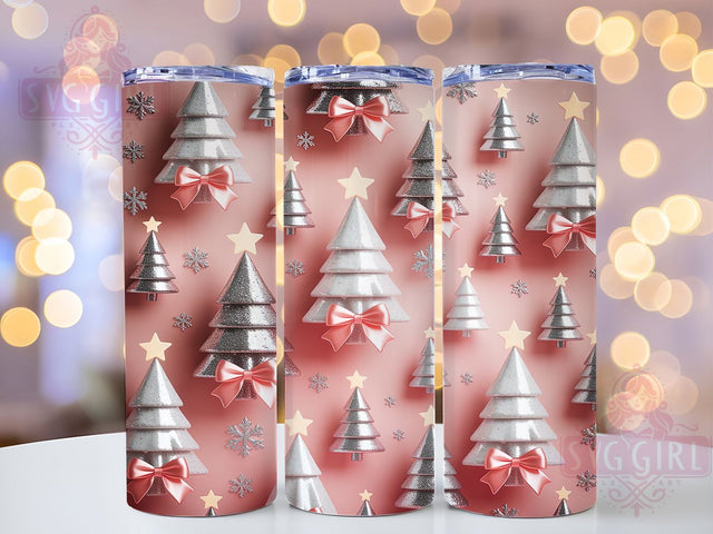 3D Christmas Tree Bow Tumbler, Holiday Bows Wrap, Winter Snowflake Sublimation, 20oz Christmas Tumbler, Festive Tree Art, Seasonal Holiday Mug, Snowy Wonderland Cup Sublimation SvggirlplusArt 