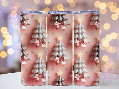3D Christmas Tree Bow Tumbler, Holiday Bows Wrap, Winter Snowflake Sublimation, 20oz Christmas Tumbler, Festive Tree Art, Seasonal Holiday Mug, Snowy Wonderland Cup Sublimation SvggirlplusArt 