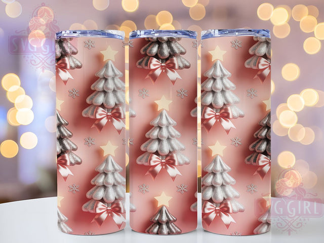 3D Christmas Tree Bow Tumbler, Holiday Bows Wrap, Winter Snowflake Sublimation, 20oz Christmas Tumbler, Festive Tree Art, Seasonal Holiday Mug, Snowy Wonderland Cup Sublimation SvggirlplusArt 