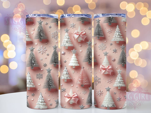 3D Christmas Tree Bow Tumbler, Holiday Bows Wrap, Winter Snowflake Sublimation, 20oz Christmas Tumbler, Festive Tree Art, Seasonal Holiday Mug, Snowy Wonderland Cup Sublimation SvggirlplusArt 