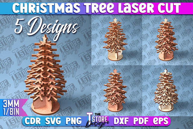3D Christmas Tree Bundle | Christmas Decoration | Gift Idea | 3D Models | CNC File SVG The T Store Design 
