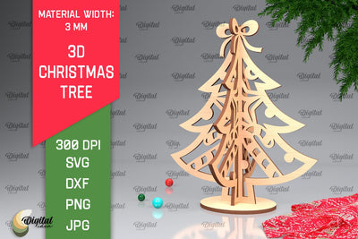 3D Christmas Tree Laser Cut Design. Christmas Decor SVG SVG Evgenyia Guschina 