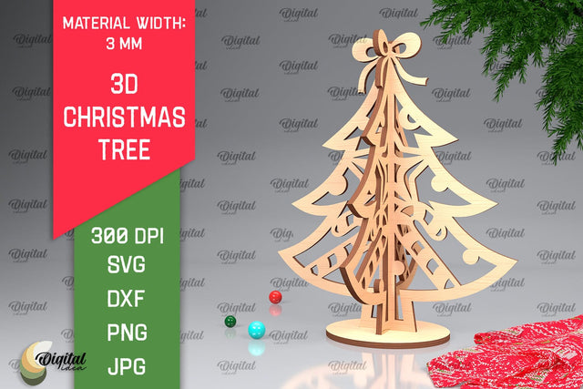 3D Christmas Tree Laser Cut Design. Christmas Decor SVG SVG Evgenyia Guschina 