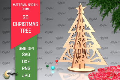 3D Christmas Tree Laser Cut Design. Christmas Decor SVG SVG Evgenyia Guschina 
