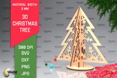 3D Christmas Tree Laser Cut Design. Christmas Decor SVG SVG Evgenyia Guschina 