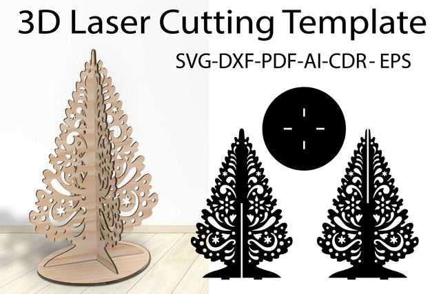 3D Christmas Tree Laser Cut Files svg, dxf, eps, cdr SVG Yuliya 