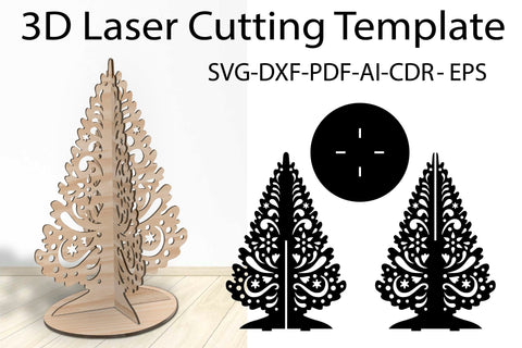 3D Christmas Tree Laser Cut Files svg, dxf, eps, cdr SVG Yuliya 