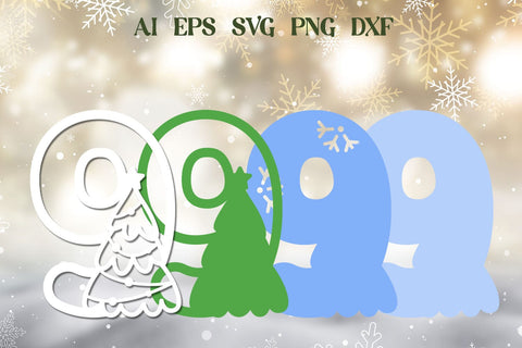 3d Christmas Tree numbers svg, Winter layered decoration 3D Paper AnastasiyaArtDesign 