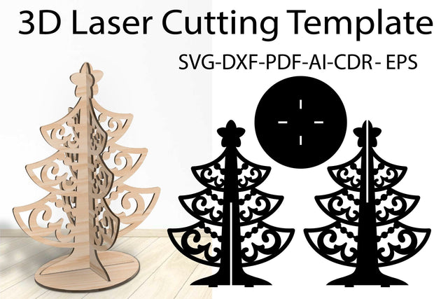 3D Christmas Tree SVG Laser Cutting Template Vector EPS, CDR SVG Yuliya 