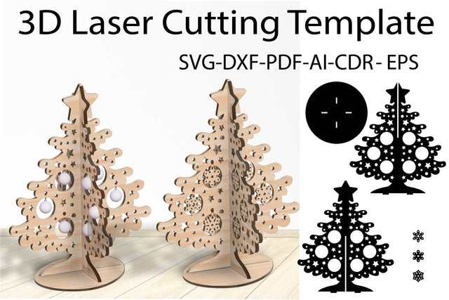 3D Christmas Tree SVG Laser Cutting Template Vector EPS, CDR SVG Yuliya 
