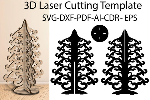 3D Christmas Tree SVG Template for Laser Cutting SVG Yuliya 