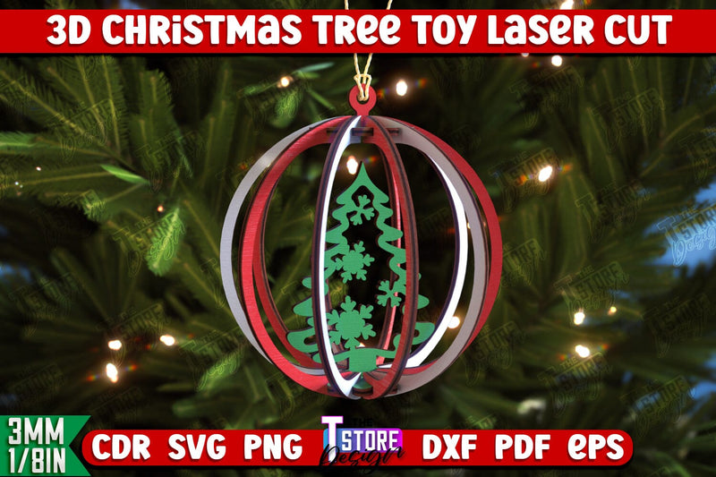 3D Christmas Tree Toy | Holiday Décor | New Year | Christmas Patterns | CNC File SVG The T Store Design 