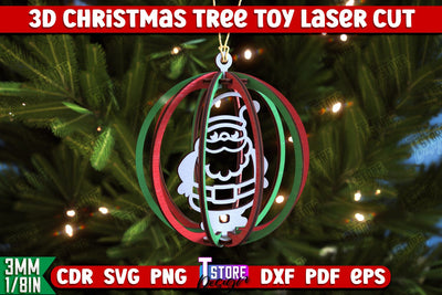 3D Christmas Tree Toy | Holiday Décor | New Year | Christmas Patterns | Santa Claus | CNC File SVG The T Store Design 