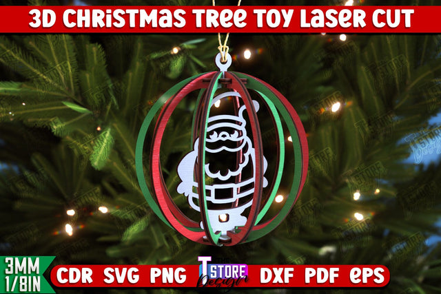 3D Christmas Tree Toy | Holiday Décor | New Year | Christmas Patterns | Santa Claus | CNC File SVG The T Store Design 