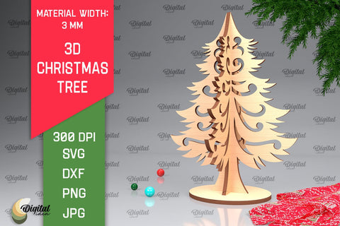 3D Christmas Trees Laser Cut Bundle. Christmas Decor SVG SVG Evgenyia Guschina 