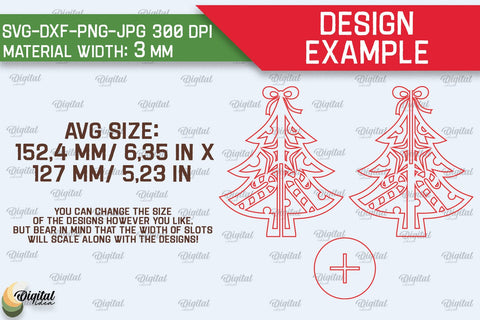3D Christmas Trees Laser Cut Bundle. Christmas Decor SVG SVG Evgenyia Guschina 