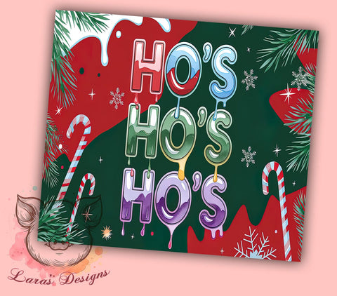 3D Christmas Tumbler, Ho's Ho's Ho's Design, Holiday Sublimation, 20oz Tumbler Wrap, Digital Download, Funny Christmas Tumbler, Inflated Tumbler Wrap Sublimation Lara' s Designs 
