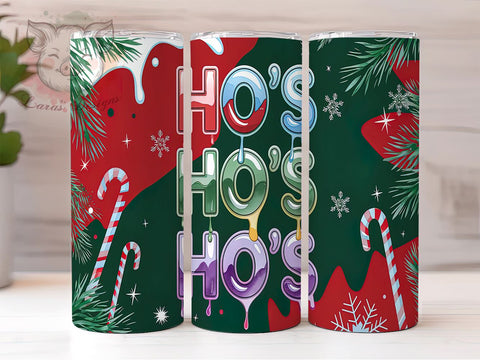 3D Christmas Tumbler, Ho's Ho's Ho's Design, Holiday Sublimation, 20oz Tumbler Wrap, Digital Download, Funny Christmas Tumbler, Inflated Tumbler Wrap Sublimation Lara' s Designs 