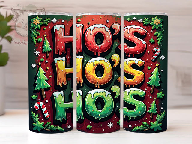 3D Christmas Tumbler, Ho's Ho's Ho's Design, Holiday Sublimation, 20oz Tumbler Wrap, Digital Download, Funny Christmas Tumbler, Inflated Tumbler Wrap Sublimation Lara' s Designs 