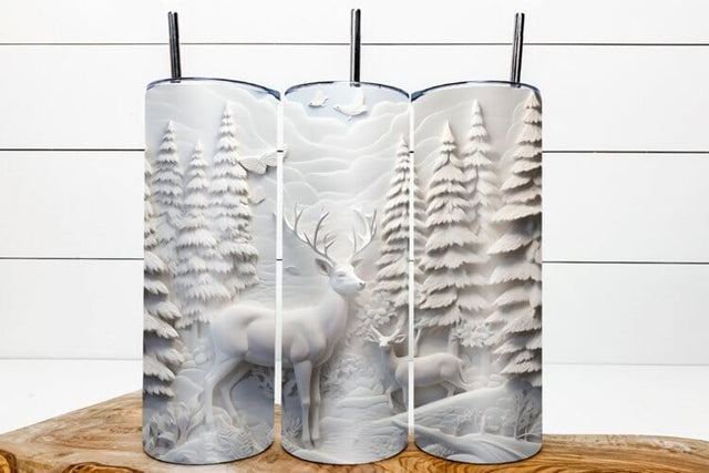 3d Christmas tumbler wrap / 3d deer forest sublimation PNG Sublimation Angelina Semenova 