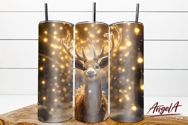 3d christmas tumbler wrap / christmas deer tumbler / bokeh Sublimation Angelina Semenova 