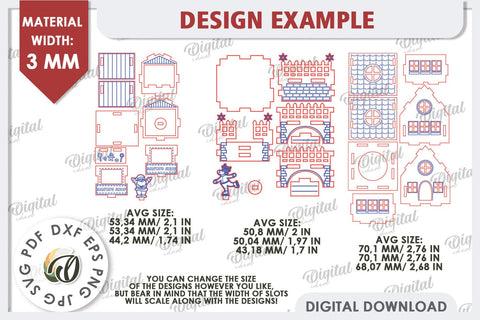 3D Christmas Village Laser Cut Bundle. Christmas Decor SVG SVG Evgenyia Guschina 