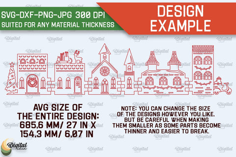 3D Christmas village Laser Cut Bundle. Xmas stand Decor SVG SVG Evgenyia Guschina 